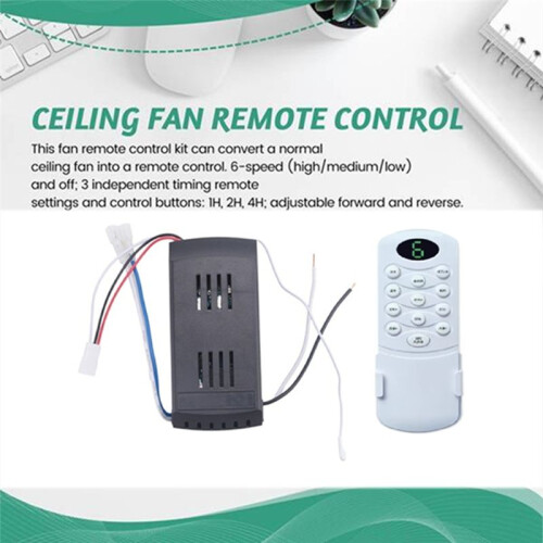 Ceiling Fan Remote Control Kit 40W 6-Speed Replacement Remote & Receiver for  Ceiling Fans & Lights 2