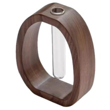 Solid Wood Frame Glass Test Tube Vase Desk Hydroponic Plant, Enhances Home and Office Environment