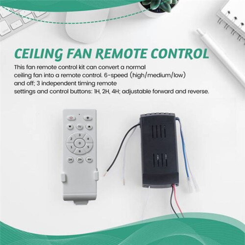 Universal Ceiling Fan Remote Control Kit Low Voltage 40w  Fan Light Driver Controller 6-Speed & Timing Remote 1