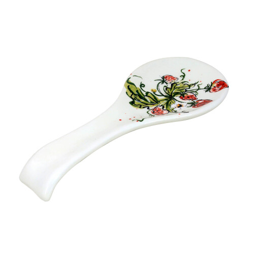 Ceramic Spoon Rest Strawberry Design Tidy Holder Cooking Utensil Kitchen 2pcs 2