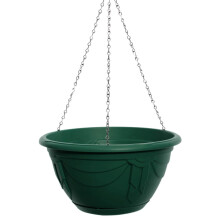 32cm Hanging Planter Plastic Round Chain Basket Green Venetian Garden Planter