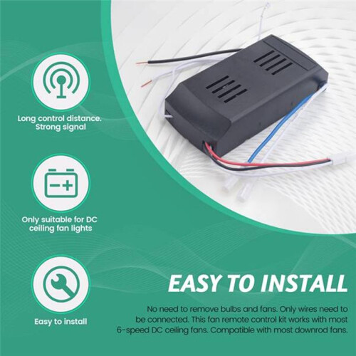 Universal Ceiling Fan Remote Control Kit Low Voltage 30w  Fan Light Driver Controller 6-Speed & Timing Remote