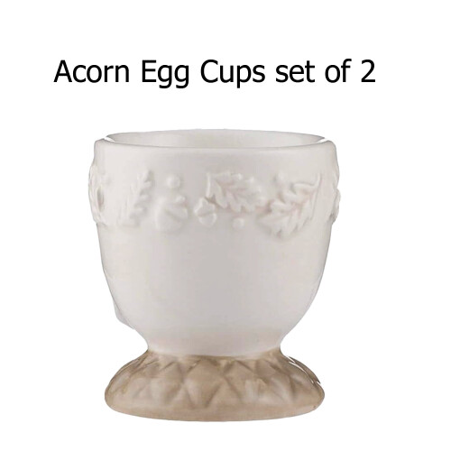 Ceramic Egg Cups 2pcs Cream Hand Painted Hard Soft Boiled Egg Holders Breakfast 2