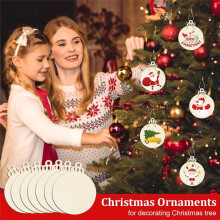 50 PCS Wooden Christmas Ornaments, 3 Inch DIY Wood Ornament for Crafts, Unfinished Wood Ornament to Paint, Blank Round