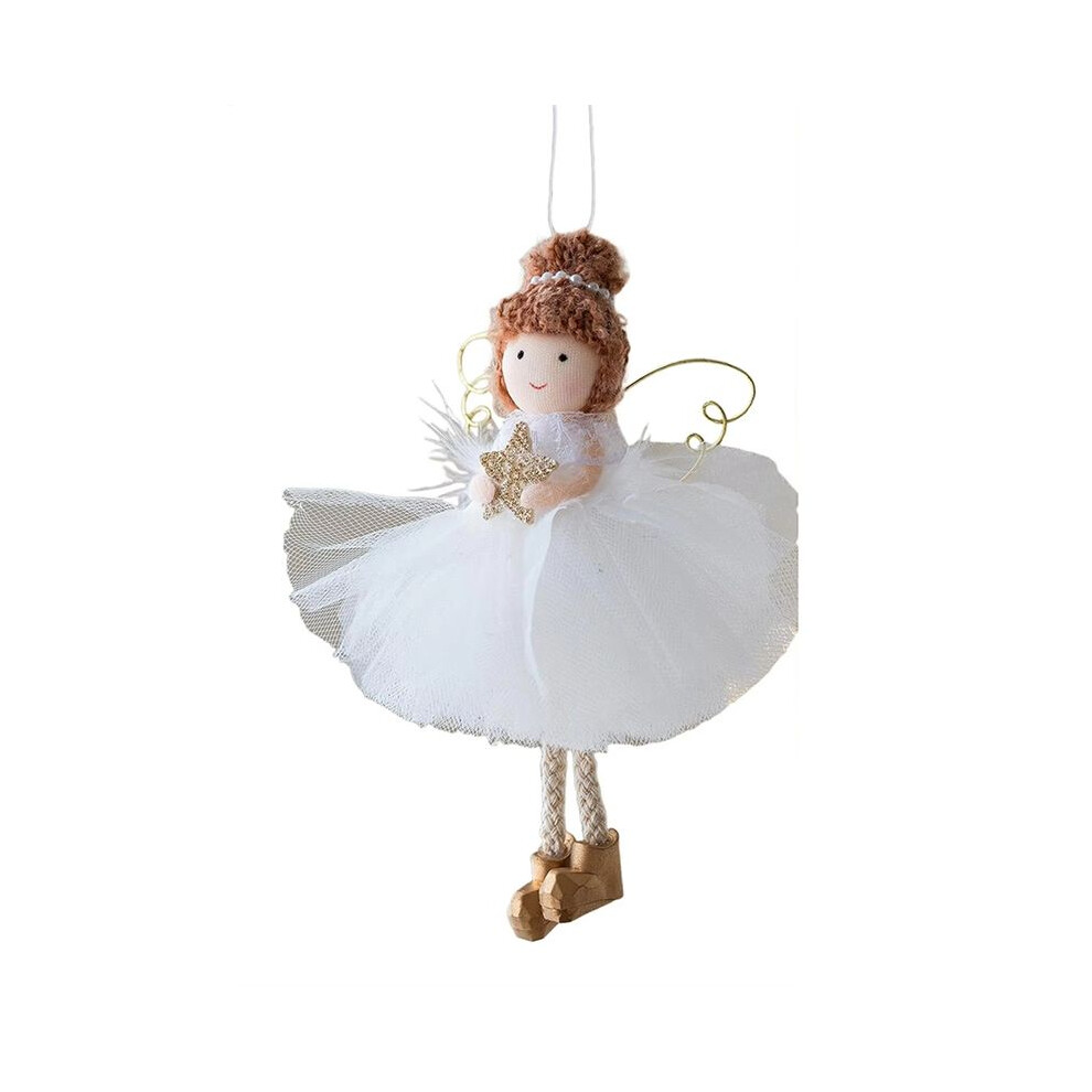 Christmas Tree Angel Girl Ornament Tulle Skirt Seasonal Decor Christmas -Wing Ornaments For Livingroom B Golden 6032402054156