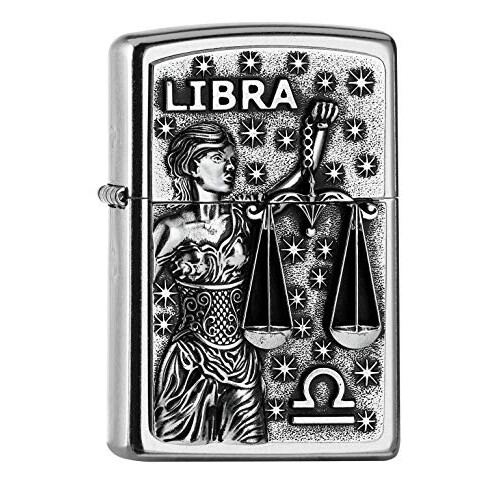 Zippo Zippo Lighter Libra Zodiac Sign Chrome Horoscope Windproof Flame Refillable 2