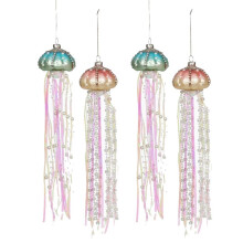 4Pcs Novelty Christmas Tree Jellyfish Universal Jellyfish Ornament Festive Decor Glass Pearl Christmas Tree Jellyfish