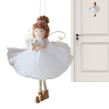 Christmas Tree Angel Girl Ornament Tulle Skirt Seasonal Decor Christmas Golden-Wing Ornaments for LivingRoom B