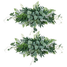 2X Greenery Swag Artificial Front Door Wreath Hanging Eucalyptus Leaves Garland for Home Window Wall Wedding Arch Decor