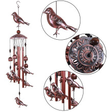 2X Bird Wind Chimes Waterproof Metal Wind Bells with 4 Aluminum Tubes 6 Bells Romantic Wind Chime for Home