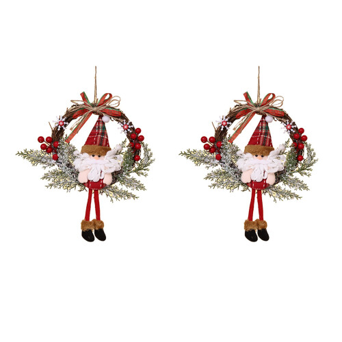 2X Corona de Navidad Artificial Papá Noel (Pequeña)