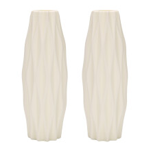 2X Flower Vase Decoration Home Plastic Vase White Imitation Ceramic Flower Basket Nordic Decoration Vases (White)