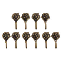 10Pcs Metal Rose Flower Curtain Tie Back Tieback Holders Wall Hooks Decor