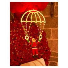 Santa Parachute LED Decor-USB-Powered Remote Control Indoor/Outdoor Application, Great for Christmas Home Festivities A