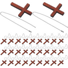 50pcs Natural Wood -Pendant Charms with Stainless Steel Chain for Christmas Car Mirror Church Home Decor
