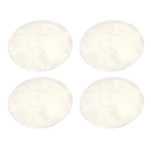 4X Faux Sheepskin Wool Carpet 30 x 30 cm Fluffy Soft Longhair Decorative Carpet Cushion Chair Sofa Mat (Round White)