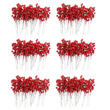 Paquete de 120 Tallos de Bayas Rojas de Navidad Artificiales de 8 Pulgadas para Adornos de árboles de Navidad