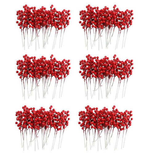 Pacote de 120 Caules de Frutas Vermelhas de Natal Artificiais de 8 Polegadas para Enfeites de árvore de Natal