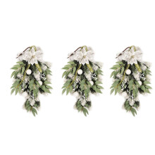 3X Swag Artificiale A Goccia di Natale con Bacche, Fiori E Ornamenti A Sfera per la Porta D'Ingresso Decorazioni Natalizie per Interni Ed Esterni