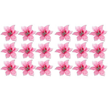 100 Pack Glitter Poinsettia Christmas Tree Ornaments 5Inch Artificial Silk Flowers Picks Decor Wreath Garland ()