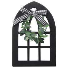 6Pcs Wooden Farmhouse Window Tiered Tray Decoration Plaid Rustic Farmhouse Decor Cathedral Arch Window Shelf Photo Prop