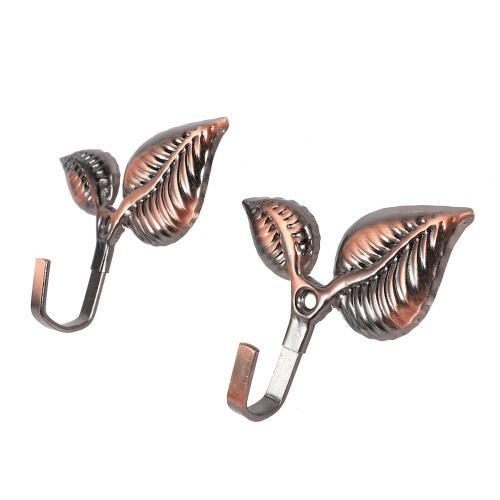16 x Iron Leaf Shaped Curtain Tie Backs Holders Wall Hooks Home Decor, Red Bronze
