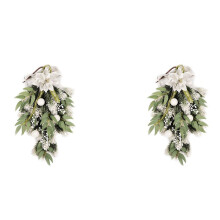 2X Artificial Christmas Teardrop Swag with Berry, Flower and Ornaments for Front Door Indoor & Outdoor