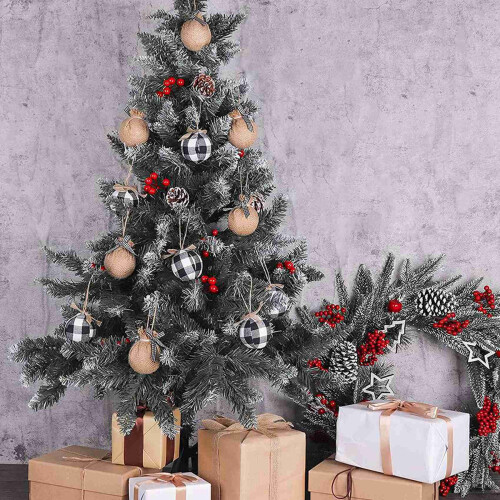 24 Unidades 2-1 / 2 Polegadas Branco Preto  Check Xadrez Costura Serapilheira DecoraçõEs de Natal 2