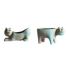 2PCS Cute Cat Succulent Plant Pot Vase Cartoon Animal Ceramic Flower Pot Simulation Cactus Flower Pot Planters