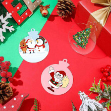 Ornamento di Natale Nel Acrilico Trasparente Rotondo da 100 Pezzi Ornamento Nel Acrilico Trasparente Vuoto con Foro per Artigianato DIY, Vacanze