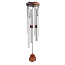Zilveren Metalen Windgong Aluminium Windbel Windgong 6 Staven Klokkenspel Woondecoratie Ambacht Buiten Tuin Terras