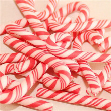 30PCS Christmas Red Cane Soft Pottery Jewelry Accessories New Year Candy Cane Home Decoration