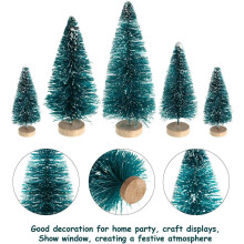 120 Pieces Sisal Snow Frost Trees Winter Pine with Wood Base Snow Ornaments Tabletop Trees for Christmas Decoration