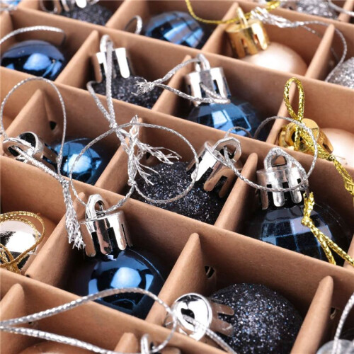 128 Pcs Enfeites de Natal Multifuncionais Presentes de Natal Bolas da árvore de Natal - Ouro Azul