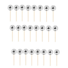 24 Pièces Disco Cupcake Toppers Disco Cupcake Picks Réfléchissant Mirror Cake Toppers Disco Décorations Argent
