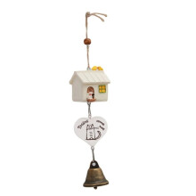 Cage à Oiseaux Carillons Éoliens Dessin Animé Mignon Pastorale Suspendus Ornement Artisanat Maison Jardin Résine Décoration Cadeau Blanc