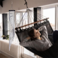 Wind Chime, Garden Chime 18 Silver Metal Tubes and Hooks for Patio Outdoor Decoration Home Decoration