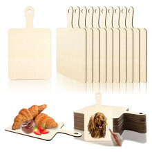 Unfinished Wood Cutting Board with Handle,for DIY Christmas Home Kitchen Cooking Decor (9.4inch X 5.5inch)