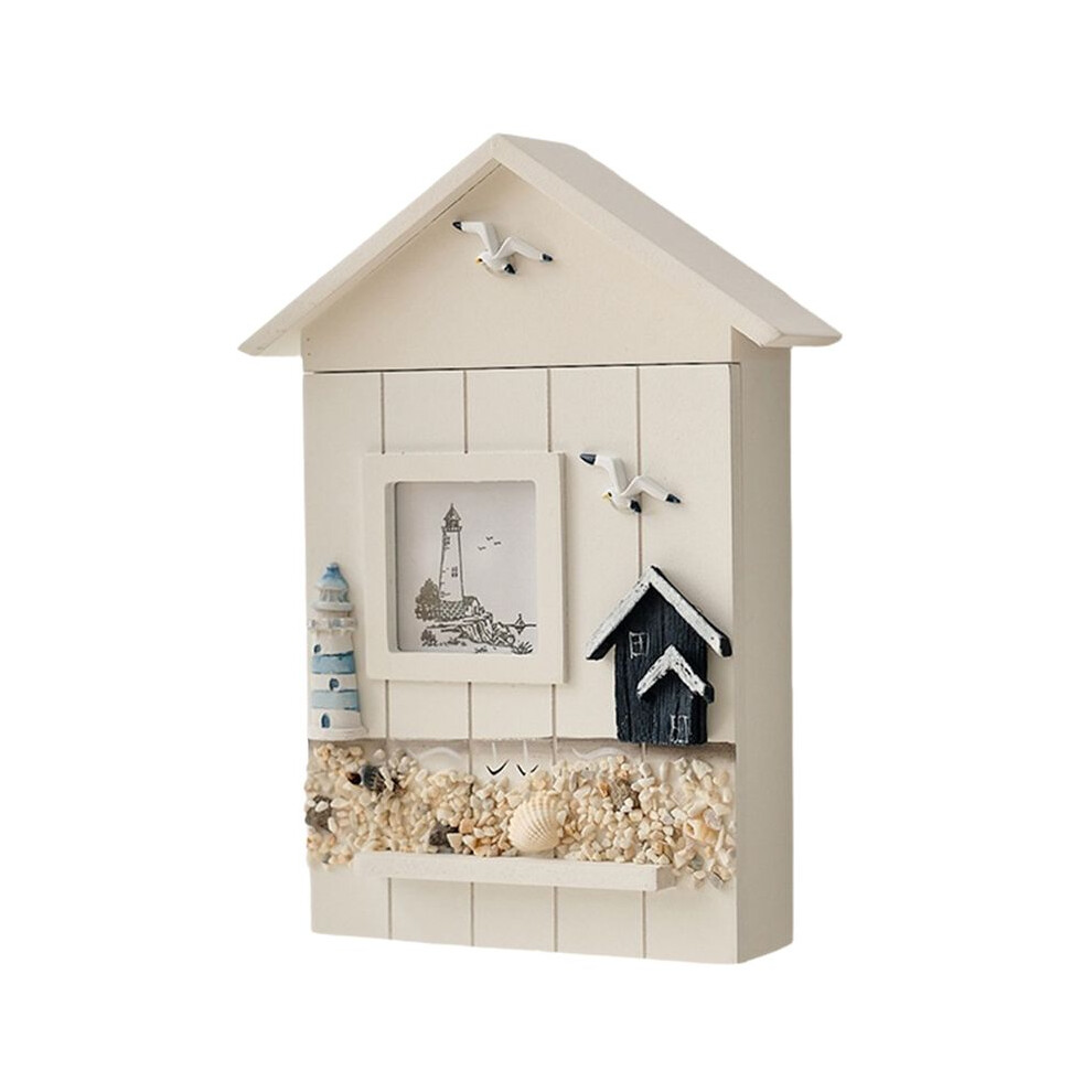 Tlily Wall Mounted Cabinet Key Rack, Wooden House Key Storage Box, Mediterranean Style Model Statue Home Wall Decor Lighthouse