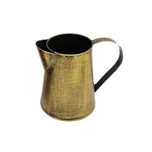 Metal Vase Decorative Shabby Pitcher Flower Holder Metal Vase with Handle for Home Garden Flowerpot Bronze