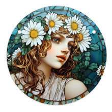 4 Stück Acryl-Scheibenanhänger mit Kette, Europäischer Retro-Anhänger, Bunte Blume, Damen-Anhänger, Zubehör YK290