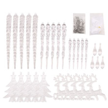 Christmas Tree Clear Acrylic Icicle Ornaments Crystal Icicle Drop Hanging Pendants for Xmas New Year Decor B