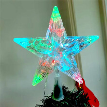 LED Transparent Five-Pointed Star Christmas Tree Spire, Home Christmas Tree Decorations, Christmas Wreath Ornaments
