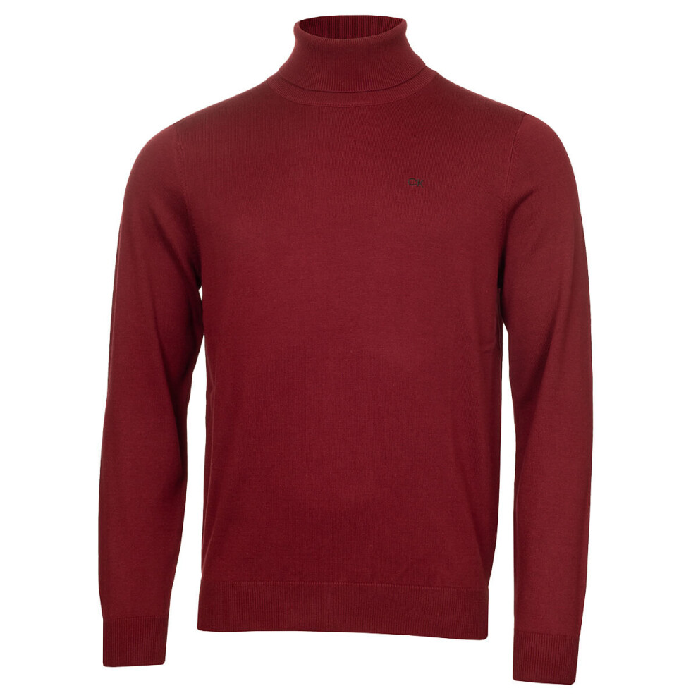 Calvin Klein (L, Port) Mens 2026 Ck Roll Neck Rib Knit Durable Sweater