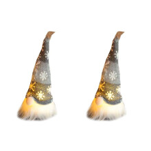 2X Zwerg-Weihnachtspuppe mit Lichtern, Rudolph-Puppe, Leuchtende Zwerg-Ornamente für Zuhause, Weihnachten, Neujahr, Geschenke - Grau