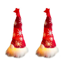 2X Gnome Christmas Doll with Lights Rudolph Doll Luminous Dwarf Ornaments for Home Xmas New Year Gifts-Red