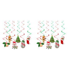 2 Set Christmas Spiral Ceiling Hanging Santa Claus Elk Bell Swirl Banner Christmas Party Home Living Room Decoration
