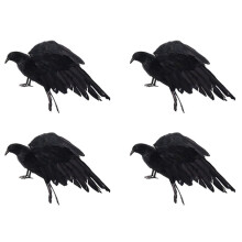 4X Halloween Stuetzfedern Kraehe Vogel Gross 25X40cm Ausladende Fluegel Schwarz Kraehe Spielzeug Modell Spielzeug, Leistungsstuetze