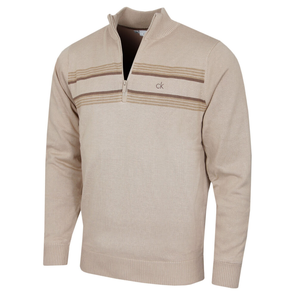 Calvin Klein Men's Latte 2026 Stevens Windproof Lined 1/2 Zip Golf Sweater - Image 2