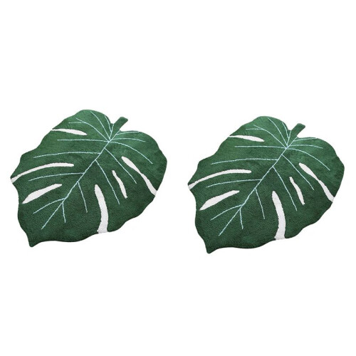 2X Leaf-Shaped Rug, Home Decoration Rug, Bathroom Mat, Green Rug